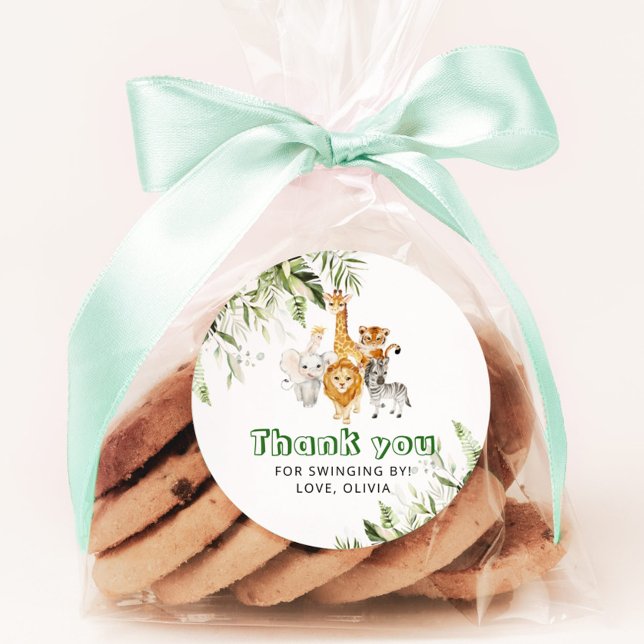 Sticker Rond Fête d'anniversaire safari à l'aquarelle pour tous (Créateur téléchargé)