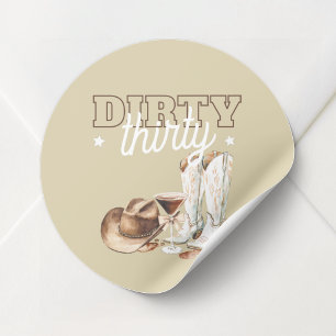 Sticker Rond Fête d'anniversaire sale trente 30 ans Western Bei