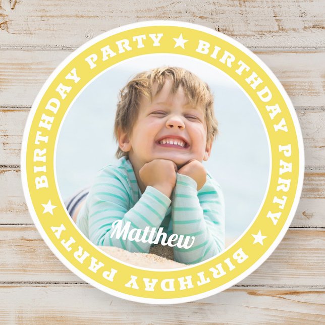 Sticker Rond Fête d'anniversaire Simple moderne Enveloppe photo (Créateur téléchargé)