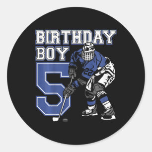 Sticker Rond Fête d'anniversaire sur le thème de hockey sur gla