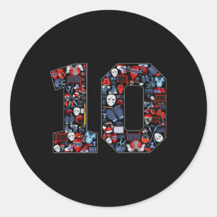Sticker Rond Fête d'anniversaire sur le thème de hockey sur gla
