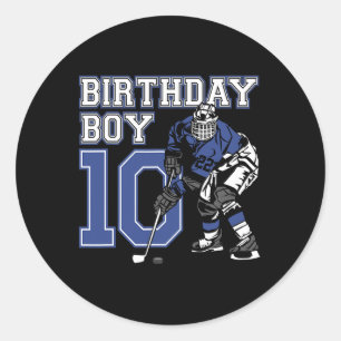 Sticker Rond Fête d'anniversaire sur le thème du hockey sur gla
