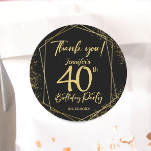 Sticker Rond Fête d'anniversaire surprise 40 ans paillettes noi
