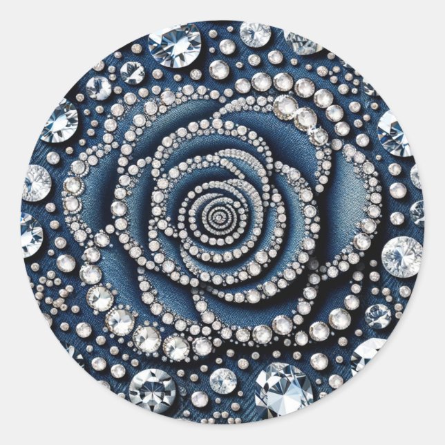 Sticker Rond Fête d'anniversaire Sweet 16 Diamond Rose & Denim  (Devant)