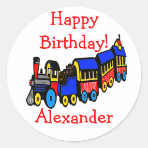 Sticker Rond Fête d'anniversaire   Train Choo-Choo
