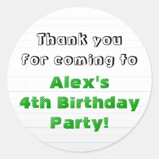 Sticker Rond Fête d'anniversaire verte personnalisée de Merci