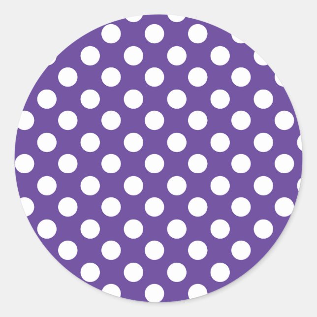 Sticker Rond Fête d'anniversaire Violet & Blanc à pois (Devant)