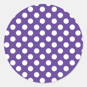 Sticker Rond Fête d'anniversaire Violet & Blanc à pois