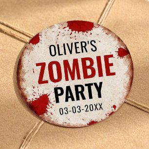 Sticker Rond Fête d'anniversaire Zombie avec signe rouillé et s