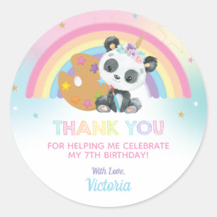 Sticker Rond Fête d'art Cute Panda Merci Favor