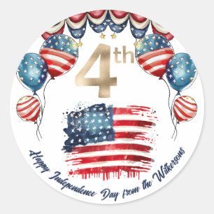 Sticker Rond Fête de 4 juillet patriotique