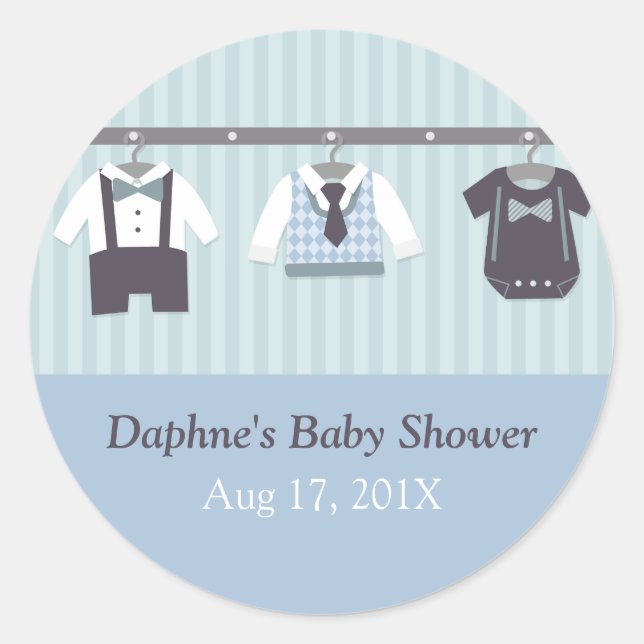 Sticker Rond Fête de Baby Shower pour Petit Garçon Gentilhomme  (Devant)