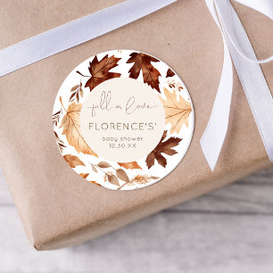 Sticker Rond Fête de Baby Shower Tombez Amoureux 