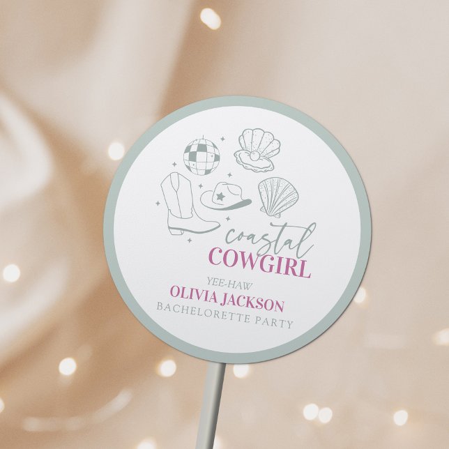 Sticker Rond Fête de Bachelorette de Cowgirl Côtière Nautique M (Créateur téléchargé)