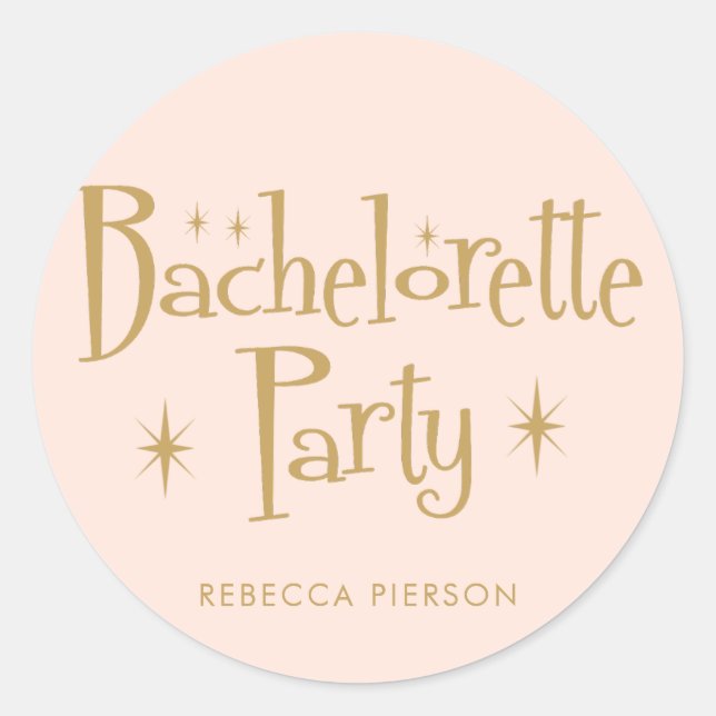 Sticker Rond Fête de Bachelorette écriture manuscrite Pastel Ab (Devant)