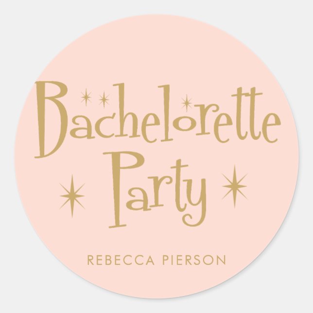 Sticker Rond Fête de Bachelorette écriture manuscrite Pastel pê (Devant)