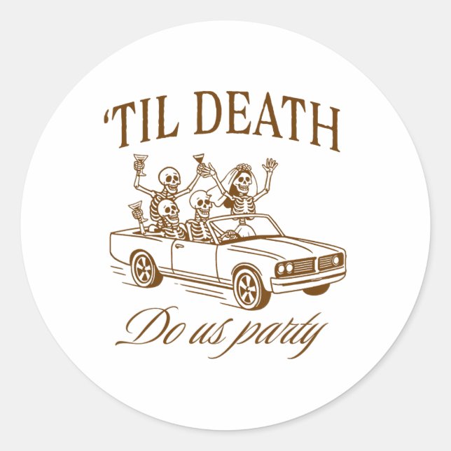 Sticker Rond Fête de Bachelorette Halloween épouvantable jusqu' (Devant)