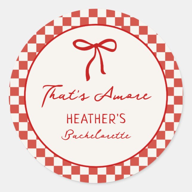 Sticker Rond Fête de Bachelorette Pizza Italienne That's Amore (Devant)