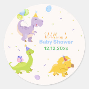 Sticker Rond Fête de ballon de dinosaure coloré et amusant pour