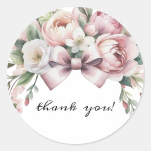 Sticker Rond Fête de Bébé à l'aquarelle avec Nœud Coquette & Pi