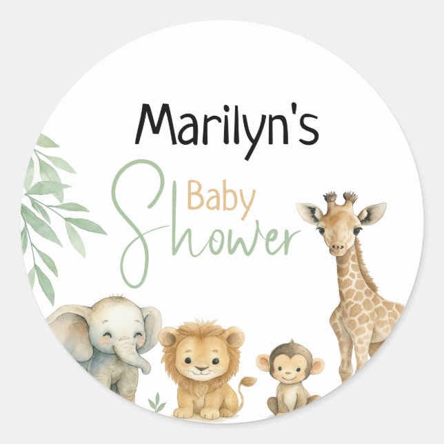 Sticker Rond Fête de Bébé Animaux de Bébé Mignons (Devant)