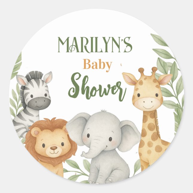 Sticker Rond Fête de Bébé Animaux de Bébé Mignons (Devant)