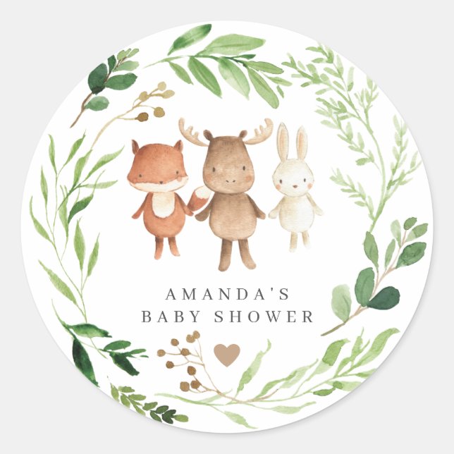Sticker Rond Fête de Bébé Animaux de la Forêt  (Devant)