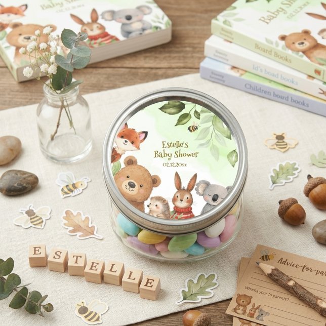 Sticker Rond Fête de Bébé Animaux Mignons de la Forêt (Créateur téléchargé)