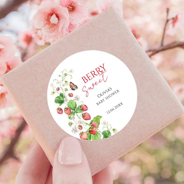 Sticker Rond Fête de bébé aux fraises sucrées (Créateur téléchargé)