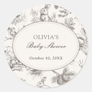 Sticker Rond Fête de Bébé avec Impression Générale de Croquis d