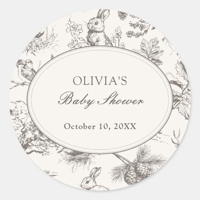 Sticker Rond Fête de Bébé avec Impression Générale de Croquis d (Devant)