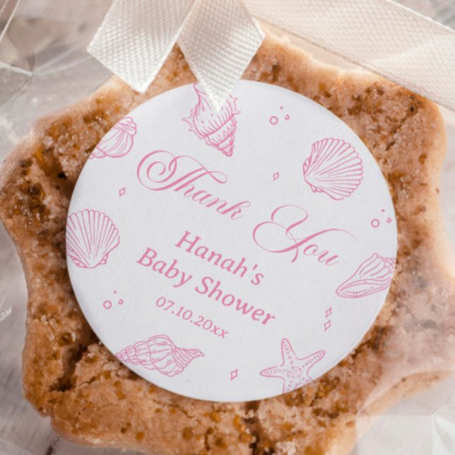 Sticker Rond Fête de Bébé Côtière Rose Merci  (Créateur téléchargé)