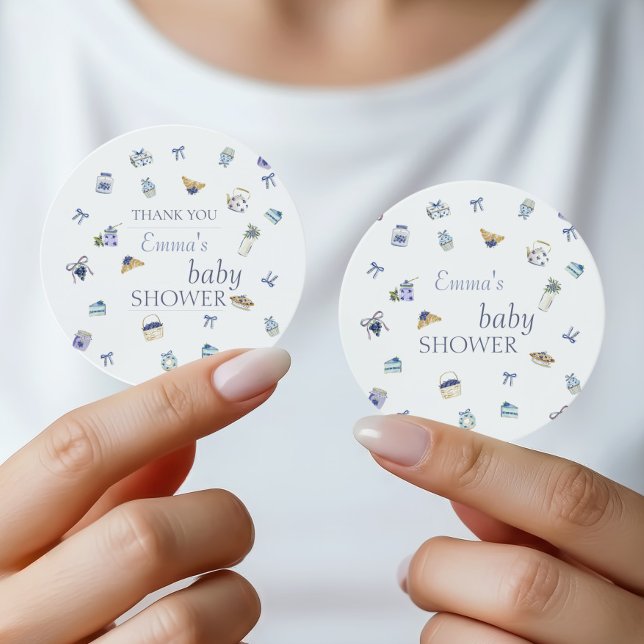 Sticker Rond Fête de bébé dessert myrtille aquarelle  (Créateur téléchargé)