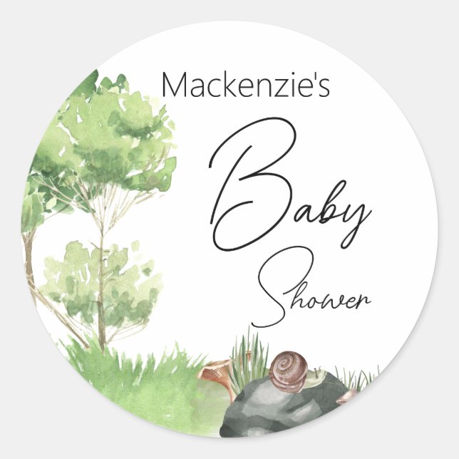 Sticker Rond Fête de Bébé Escargot Aquarelle dans le Parc (Devant)