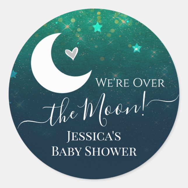 Sticker Rond Fête de Bébé Étoile Ciel Lune (Devant)
