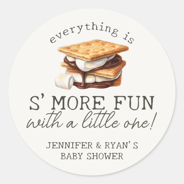 Sticker Rond Fête de bébé extérieur avec feu de joie S'mores d' (Devant)