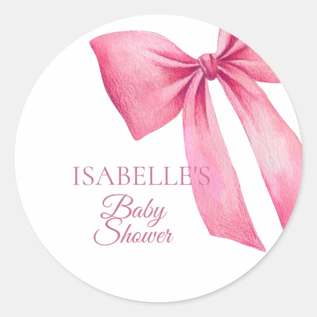 Sticker Rond Fête de bébé fille à ruban rose (Devant)