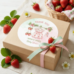 Sticker Rond Fête de bébé fille Berry Sweet