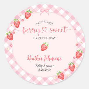 Sticker Rond Fête de Bébé Fille Douce Fraise Bébé