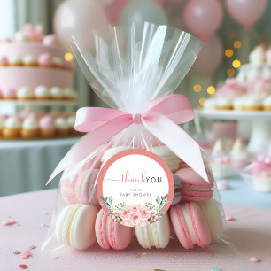 Sticker Rond Fête de Bébé Fleur Rose Blush en Fleur