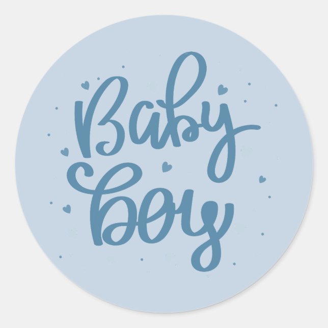 Sticker Rond Fête de bébé garçon Bleu  (Devant)