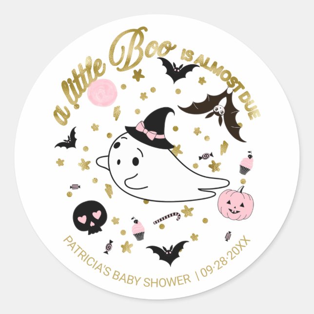 Sticker Rond Fête de bébé Halloween Petite Fantôme Fille (Devant)