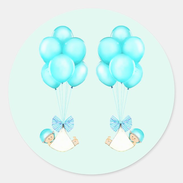 Sticker Rond Fête de bébé jumeaux garçons (Devant)
