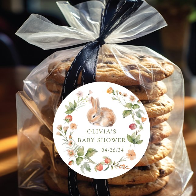 Sticker Rond Fête de bébé Lapin Délice de la Nature (Créateur téléchargé)