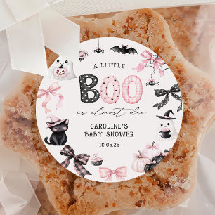 Sticker Rond Fête de bébé Little Boo Halloween Fantôme Fille