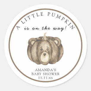Sticker Rond Fête de bébé ours citrouille d'automne
