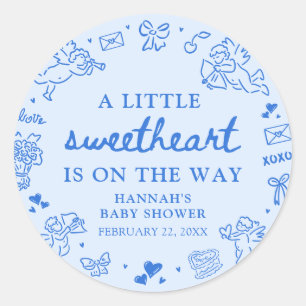 Sticker Rond Fête de Bébé Petite Douceur Saint-Valentin Dessiné