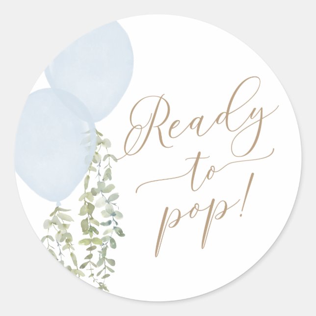 Sticker Rond Fête de bébé pour jumeaux garçons ballon bleu prêt (Devant)