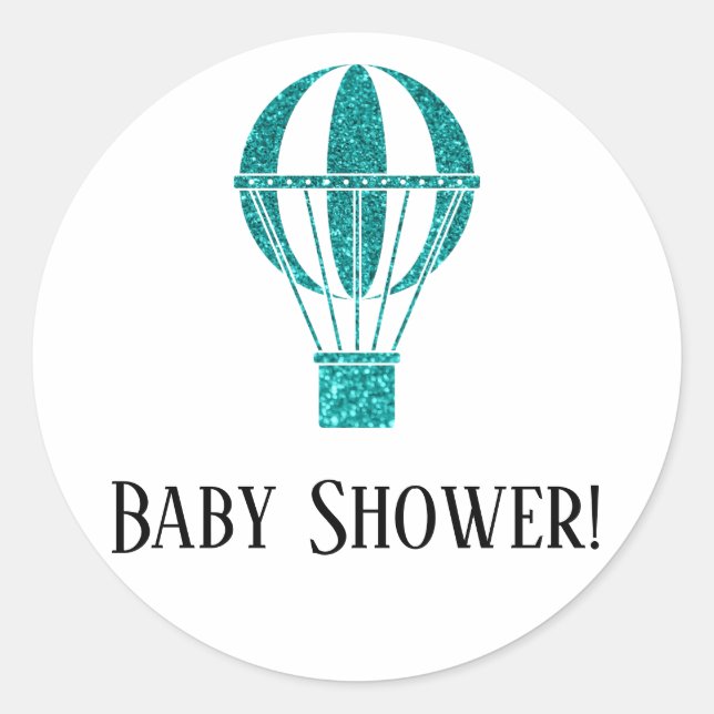 Sticker Rond Fête de bébé simple avec ballon à air chaud paille (Devant)