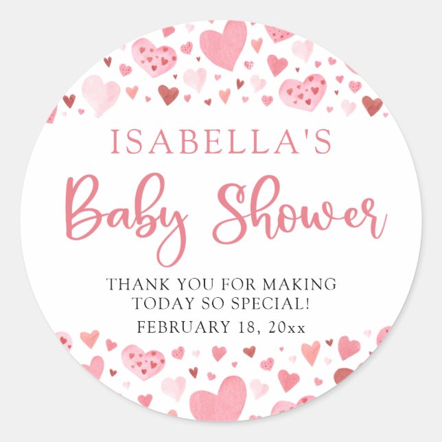 Sticker Rond Fête de bébé thème Saint-Valentin petite douce ros (Devant)